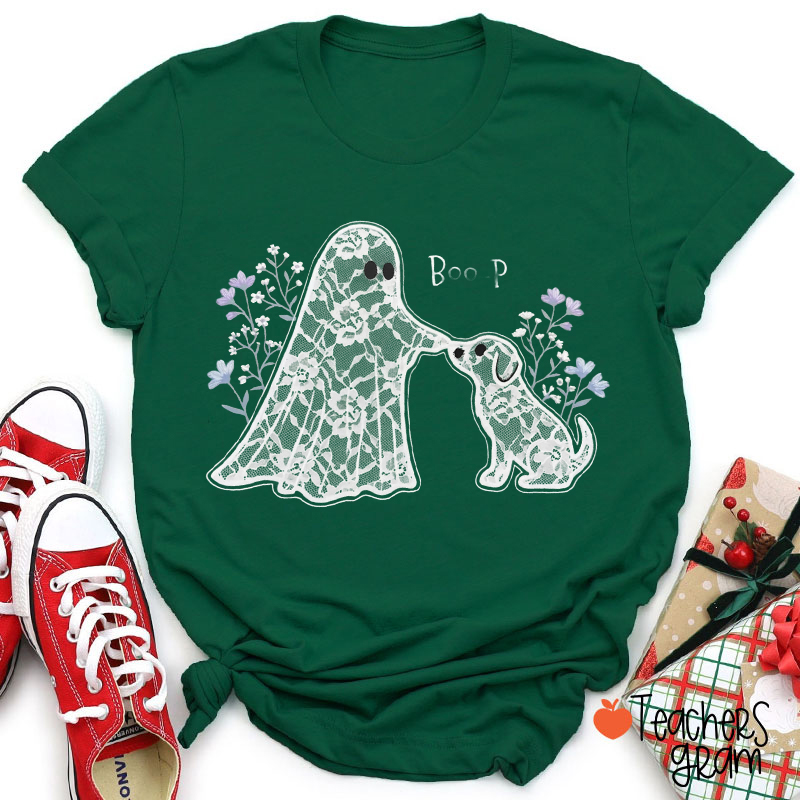 Faux Lace Ghost And Puppy Lace Bond Teacher T-Shirt