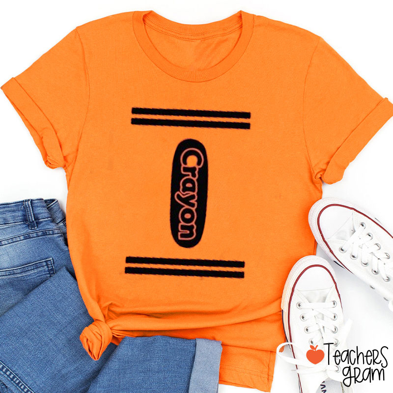 Personalized Crayon Halloween Teacher T-Shirt