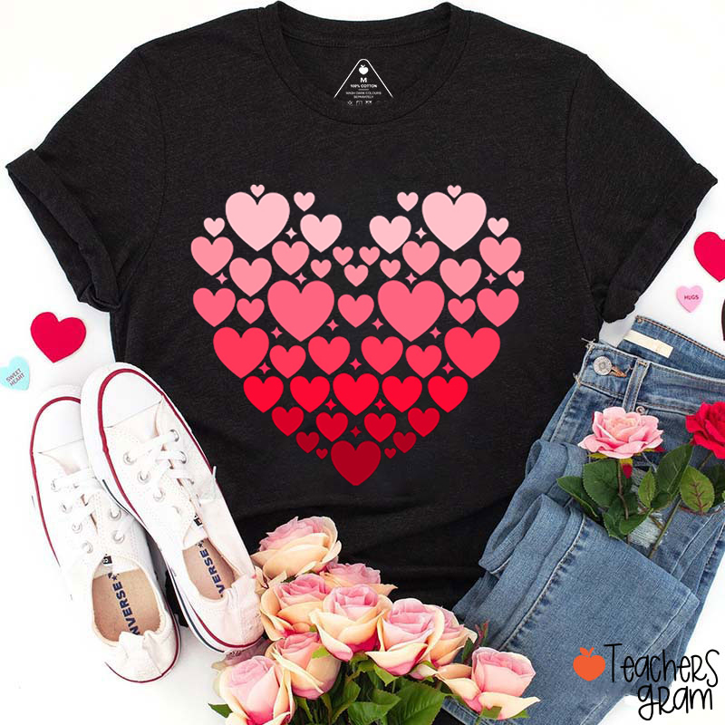 Full Of Love Gradient Pink Teacher T-Shirt