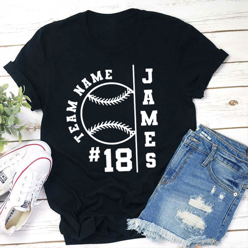 Personalized Baseball Team Name And Number Teacher T-Shirt