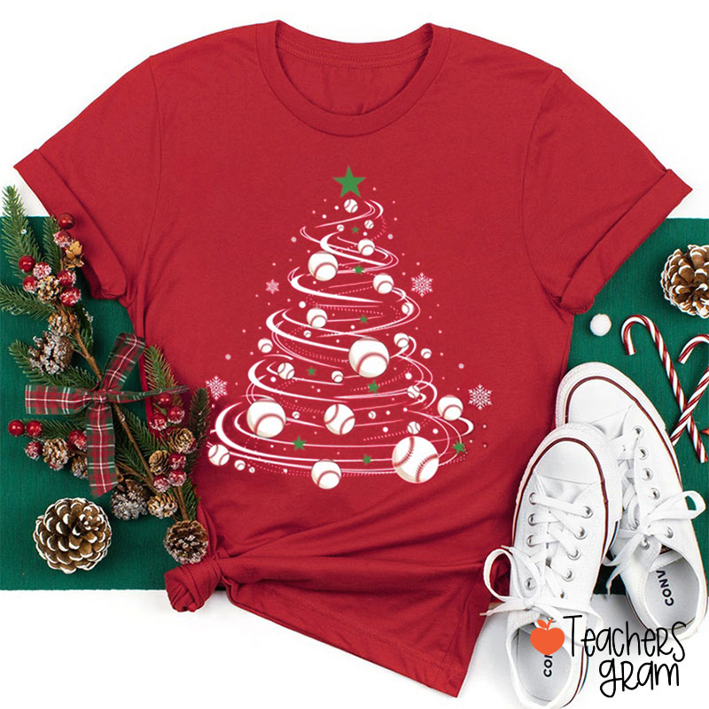 Personalized Ball Christmas Tree Teacher T-Shirt