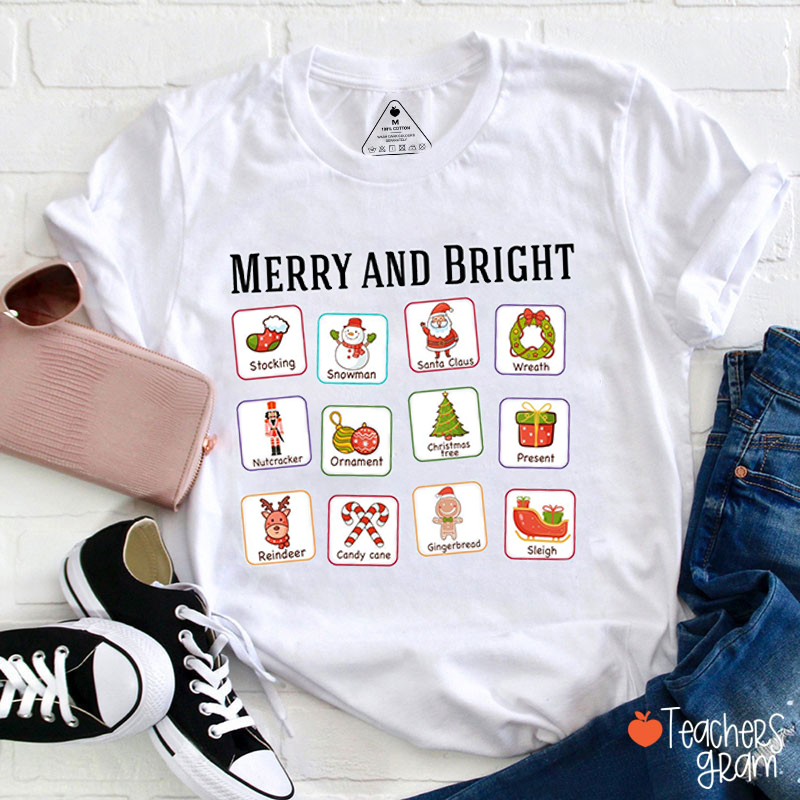 Merry And Bright AAC SLP Teacher T-Shirt