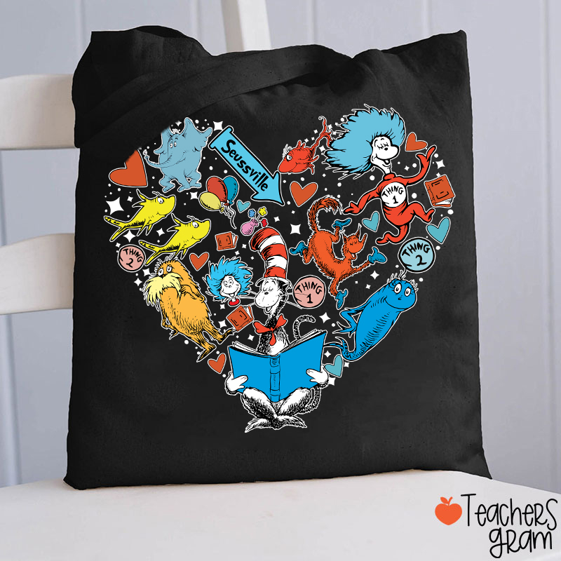 The Cat In The Hat Heart Teacher Tote Bag