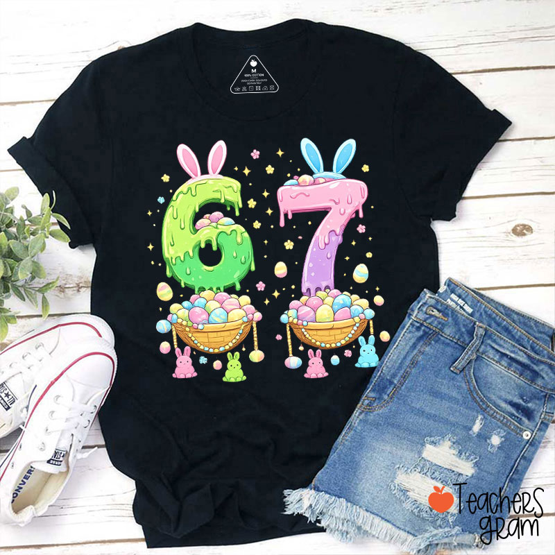 Light Color Easter Six Seven Teacher T-Shirt