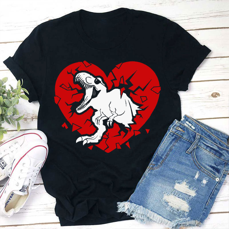Dinosaur Valentine Teacher T-Shirt