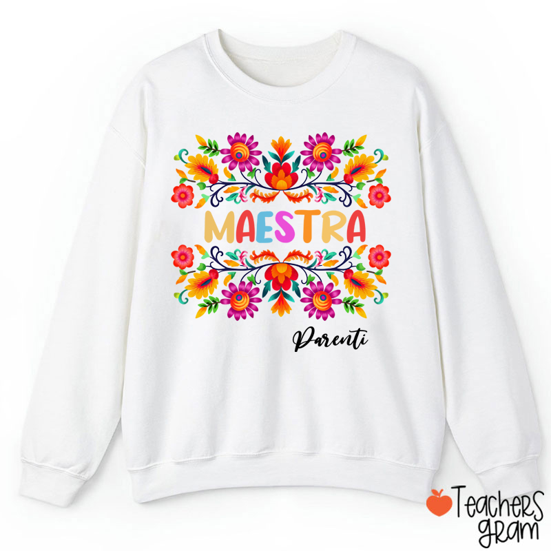 Personalized Name Maestra Teacher Sweatshirt