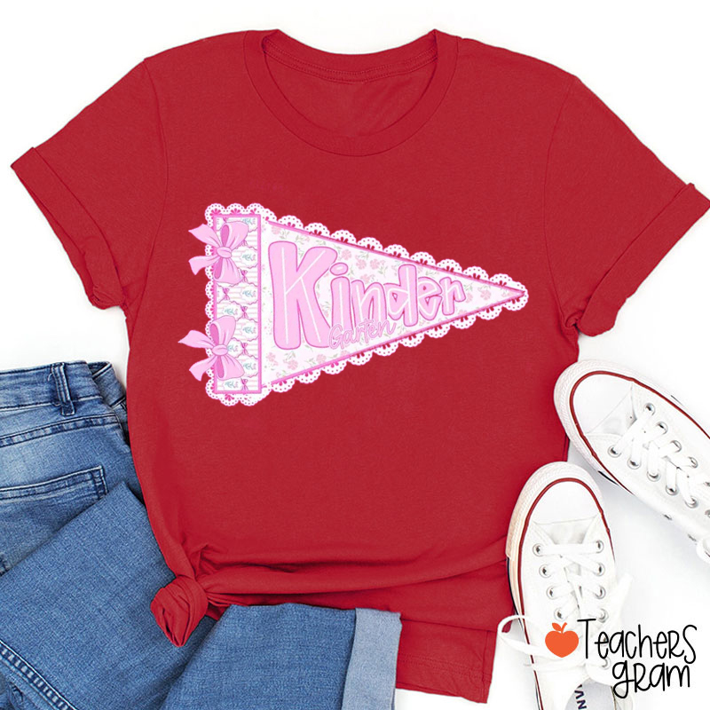Personalized Grade Lace Pennant Teacher T-Shirt