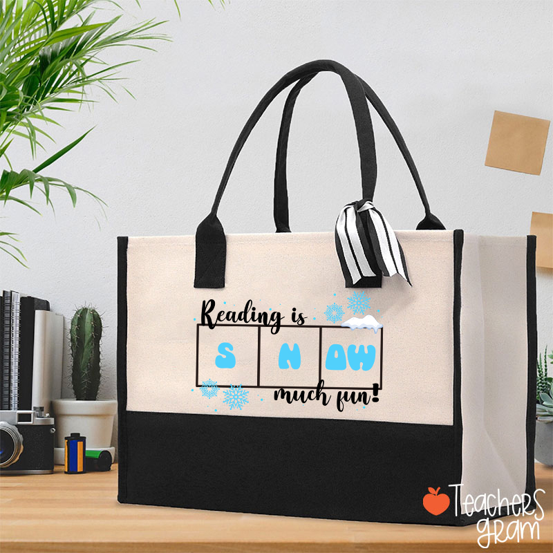 Reading Is Snow Much Fun Teacher Cotton Tote Bag