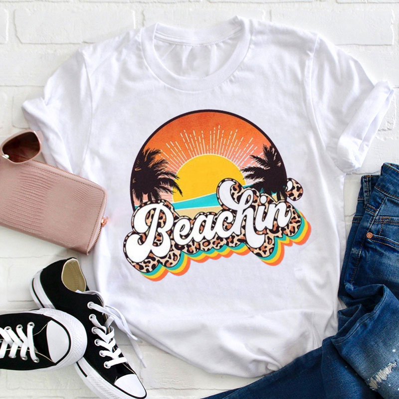 Retro Style Summer Beaching Teacher T-Shirt