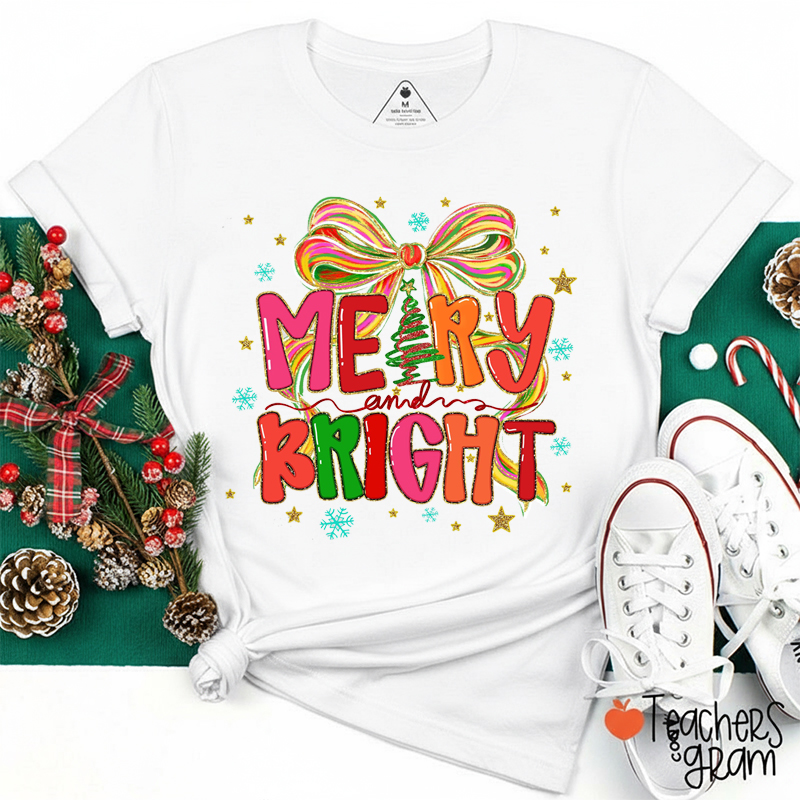 Merry And Bright Teacher T-Shirt