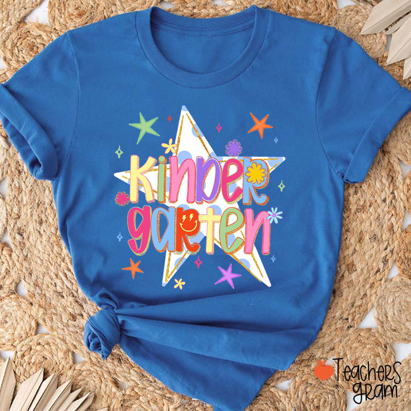Personalized Grade Colorful Star Doodle Teacher T Shirt