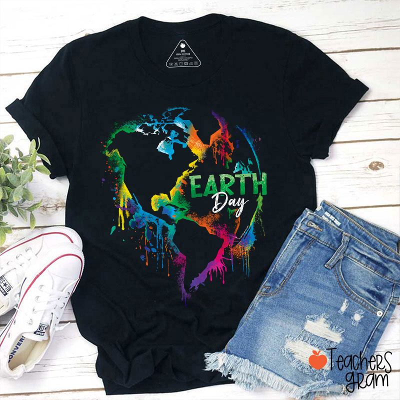 Colorful Earth Day Teacher T-Shirt
