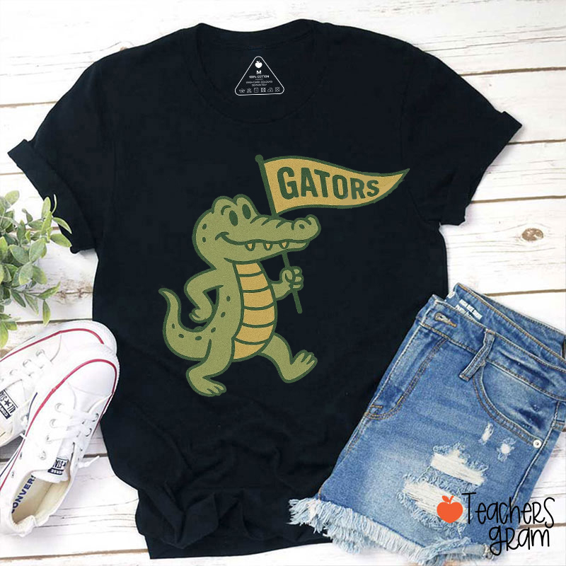 Personalized Mascot Cute Pattern Raise A Pennant Teacher T-Shirt