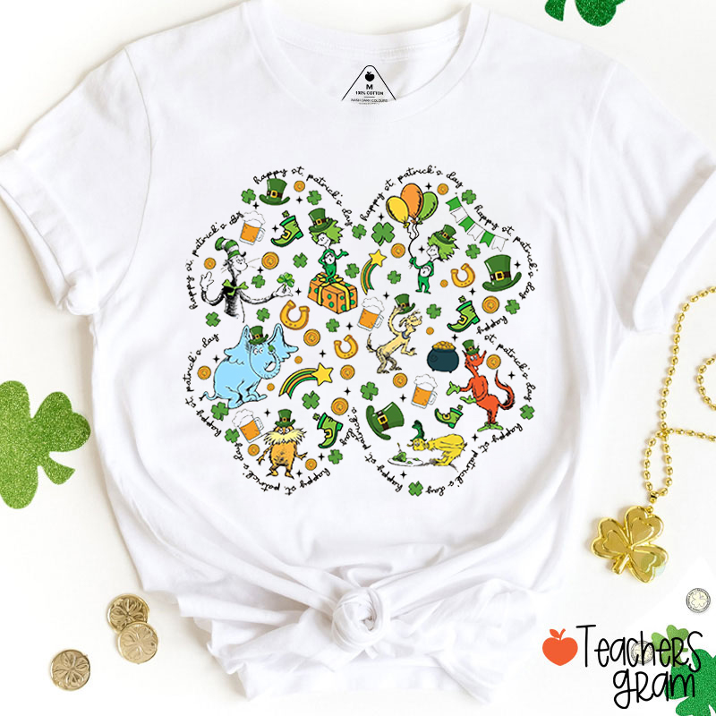 Four Leaf Clover Love Reading Teacher T-Shirt
