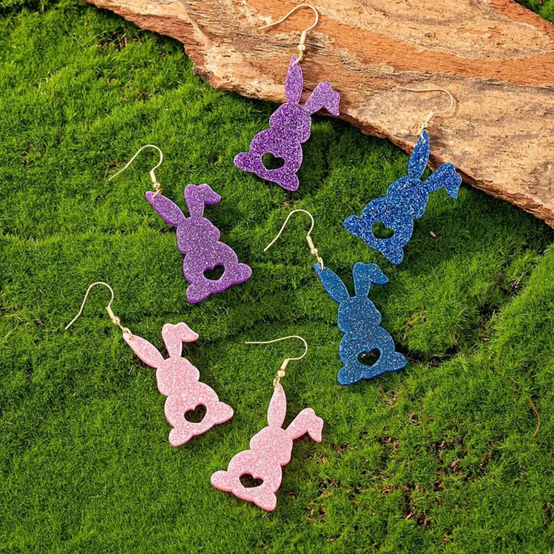 Hollow Heart Rabbit Teacher Acrylic Earrings