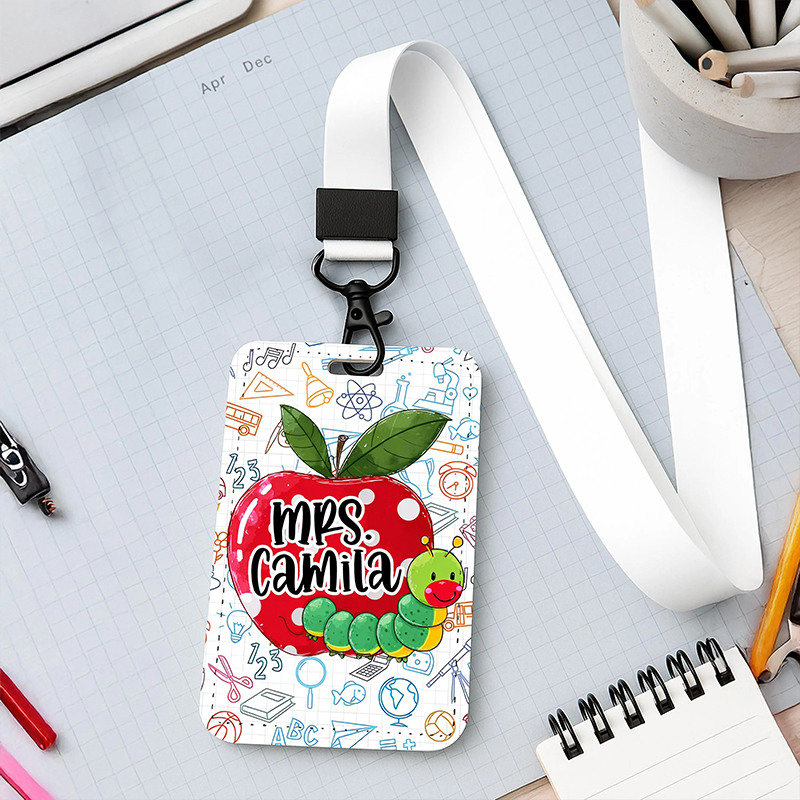 Personalized Name Apple Teacher Card Holder