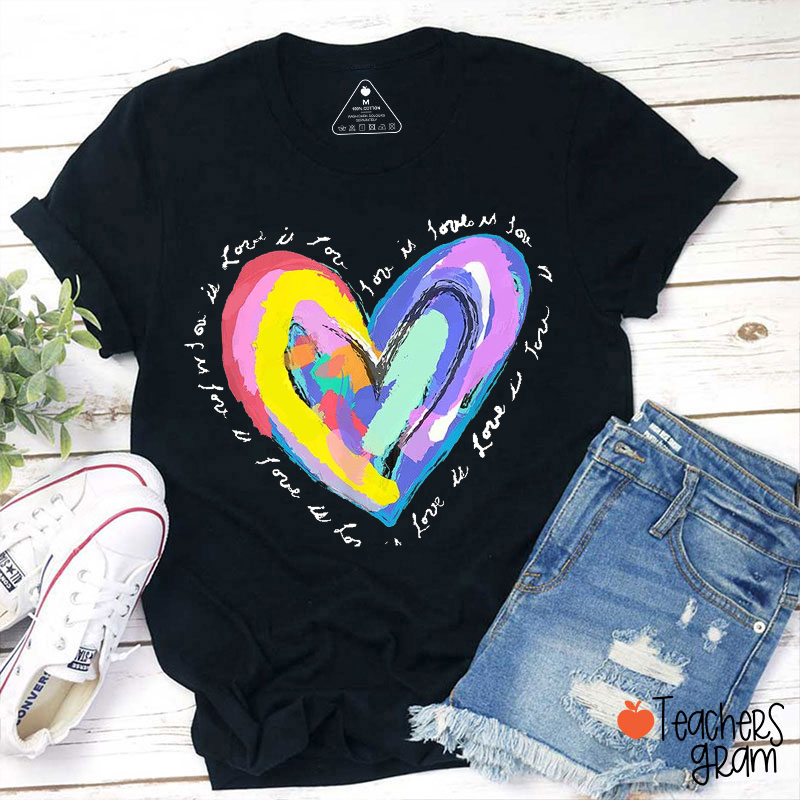 Art Design Colorful Heart Teacher T-Shirt