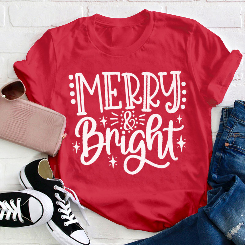 Merry And Bright Teacher T-Shirt
