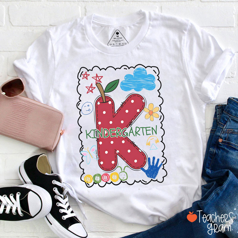 Personalized Grade Hand Drawn Doodles Teacher T-Shirt