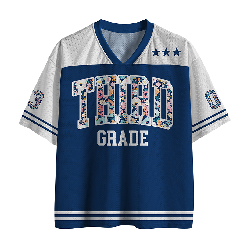 Personalized Grade And Name Flower Teacher Mesh Jersey