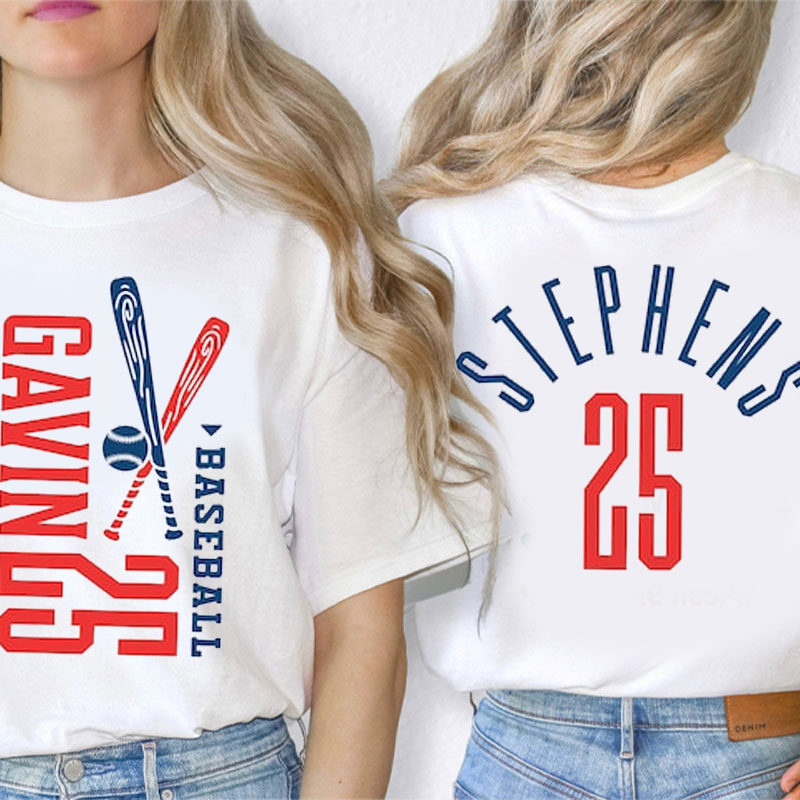 Personalized Mascot Name And Number Softball Teacher Two Sided T-Shirt