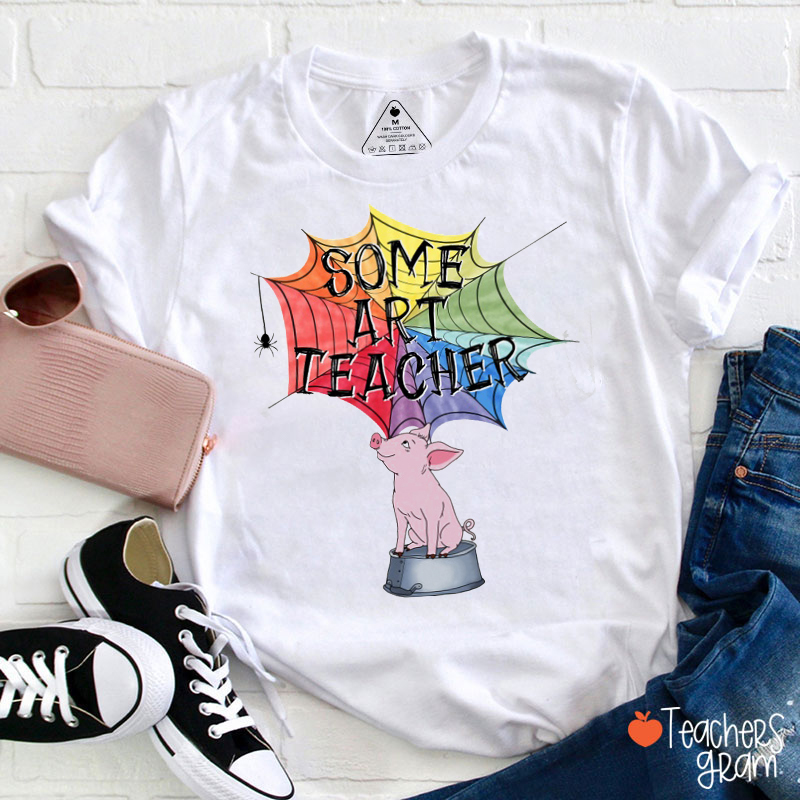 Color Wheel Web Pig Art Teacher T-Shirt
