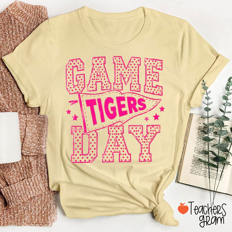 Personalized Cute Dot School Spirit Game Day Teacher T-Shirt