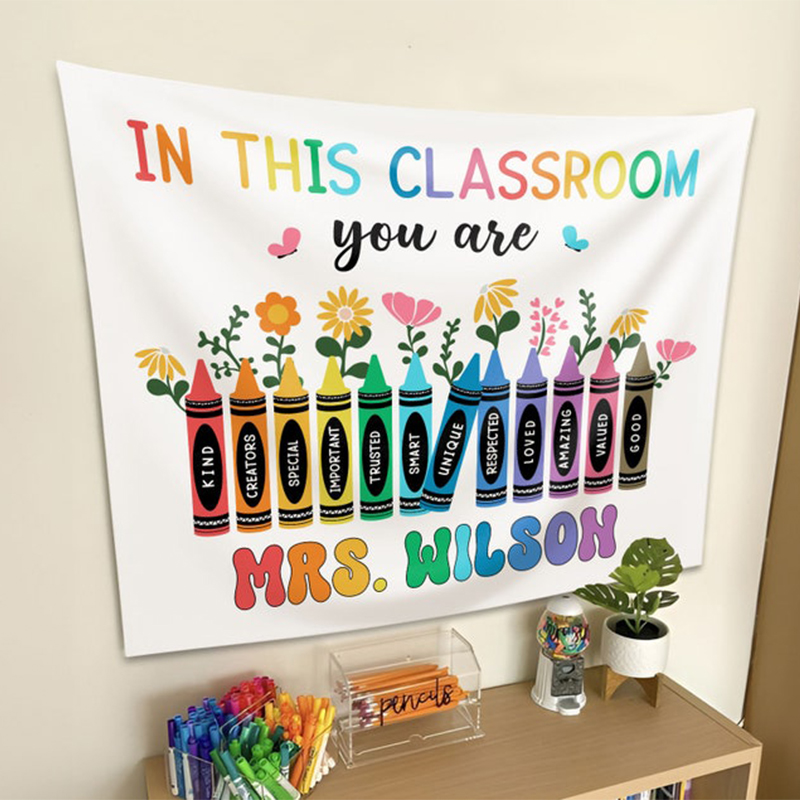 Personalized In This Class You Are Teacher Classroom Tapestry