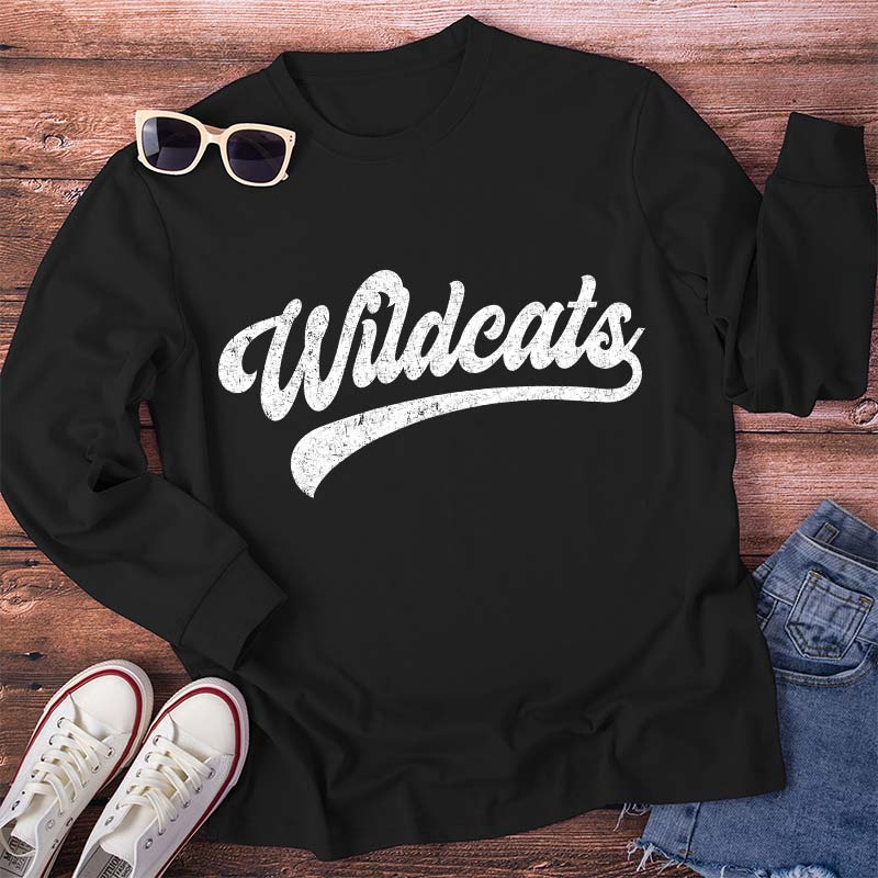 Personalized Mascot Washed And Distressed Print Teacher Long Sleeve T-Shirt