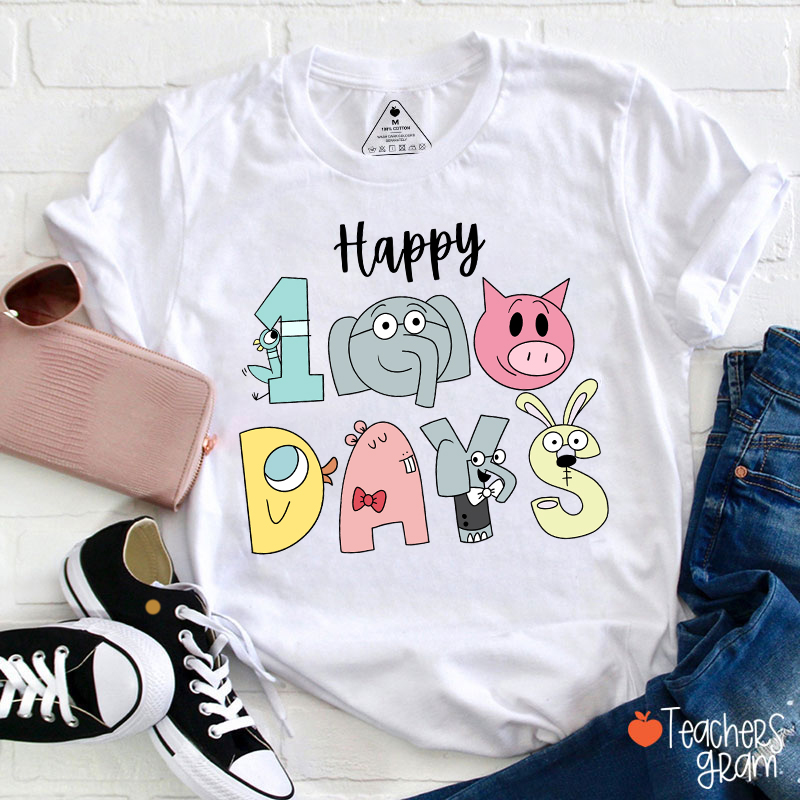 Happy 100 Days Children's Books Teacher T-Shirt