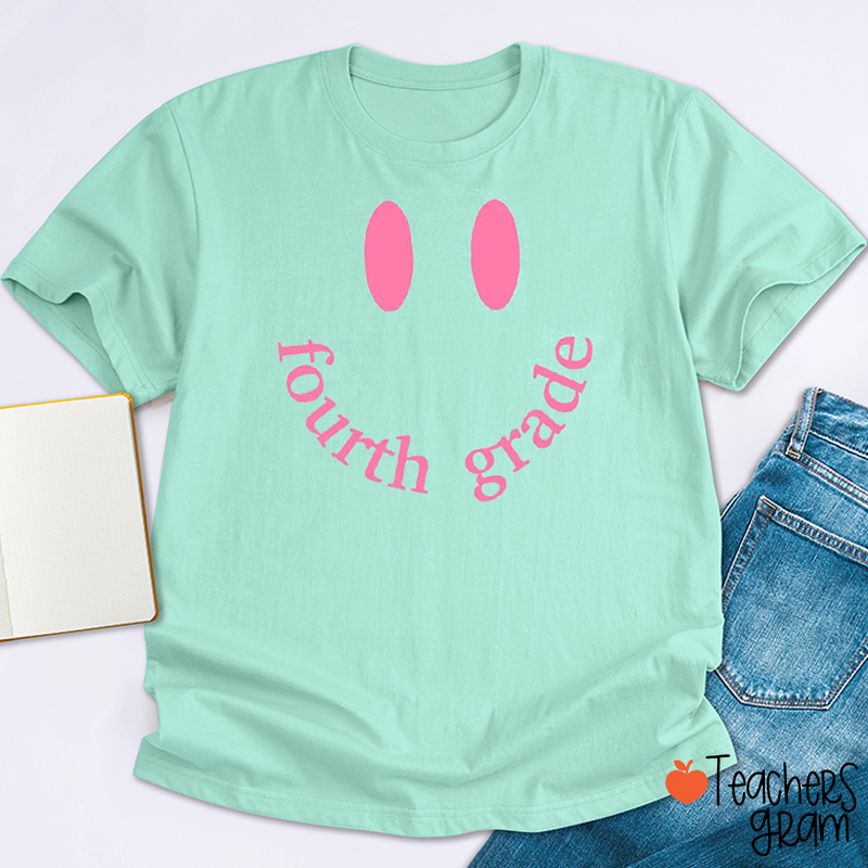 Personalized Grade Simple Happy Face Teacher T-Shirt