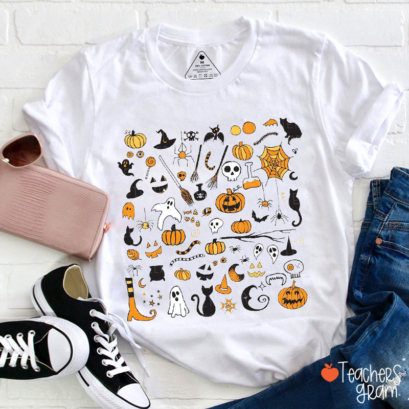 Halloween Cute Icon Teacher T-Shirt