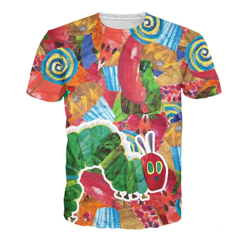 Caterpillar And Fruit Teacher Printed T-Shirt