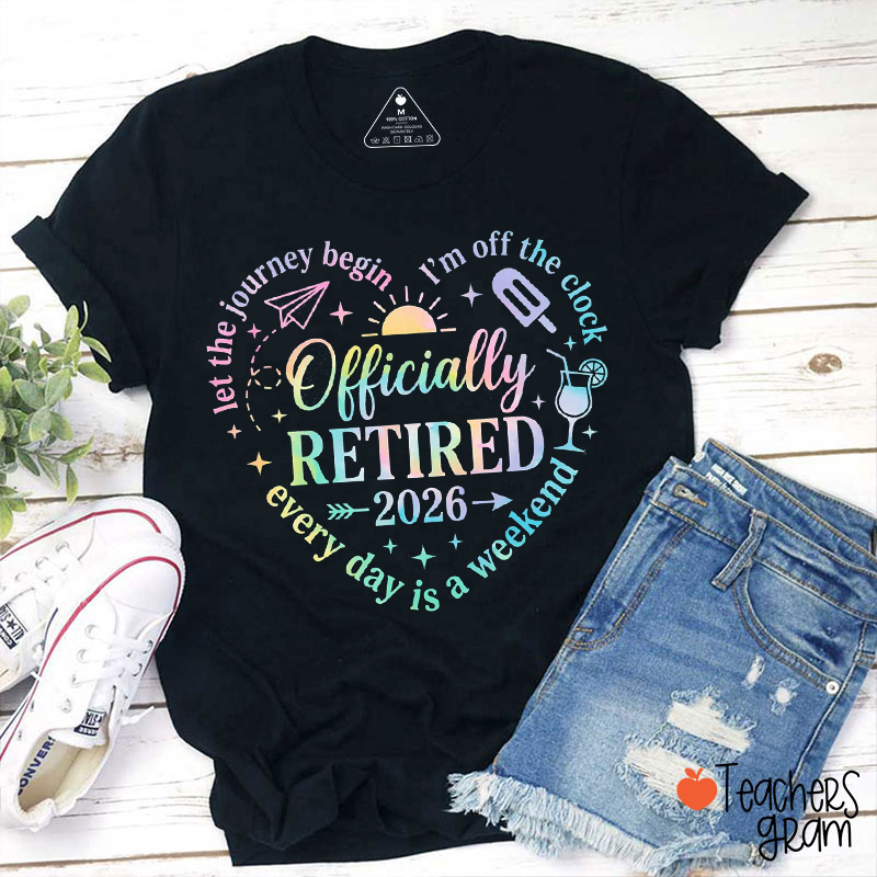 Personalized Officially Retired Let The Journey Begin Teacher T-Shirt