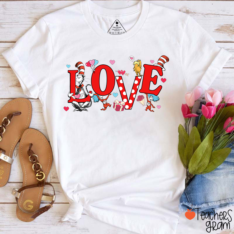 Love Children's Books Valentine's Day Teacher T-Shirt