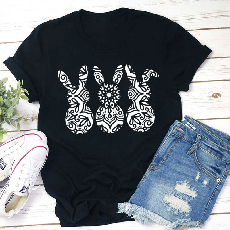Mandala Easter Bunny Teacher T-Shirt