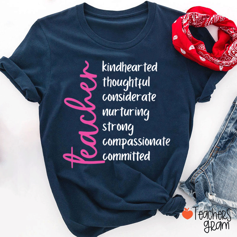 Personalized Kind Heart Thoughtful Teacher T-Shirt
