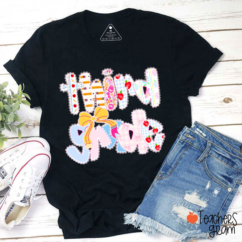 Personalized Grade Lace Flower Font Teacher T-Shirt