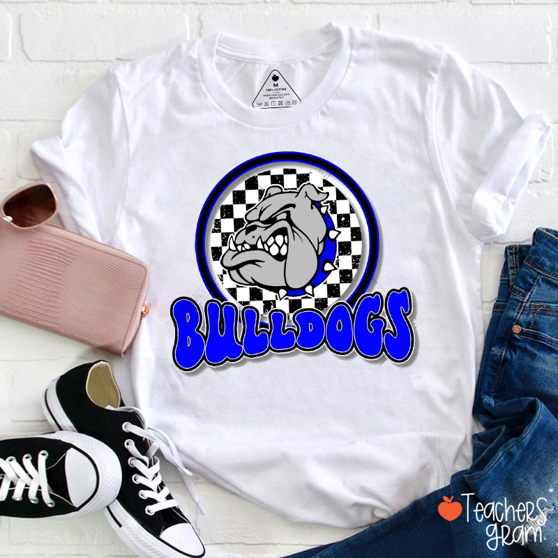Personalized Mascot Circle Checkered Teacher T-Shirt