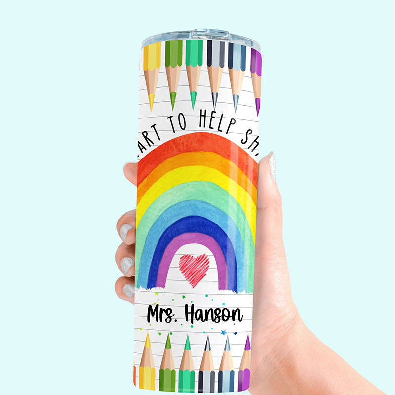 Personalized Rainbow Shape Little Minds Teacher Tumbler