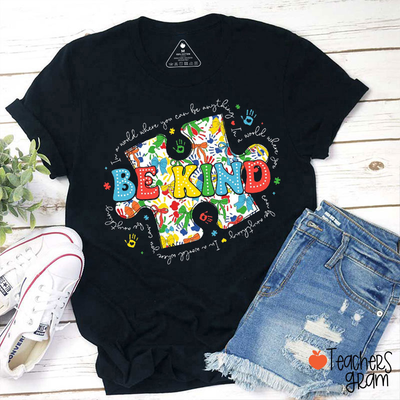 Be Kind In A World Where You Can Be Anything Teacher T-Shirt
