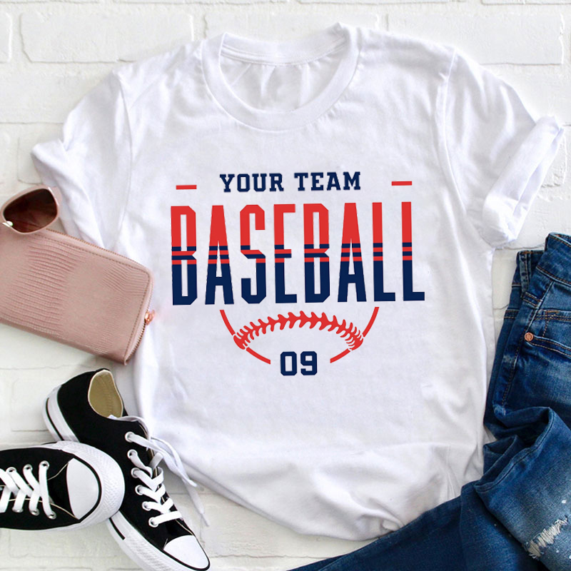 Personalized Your Team Name Baseball Teacher T-Shirt