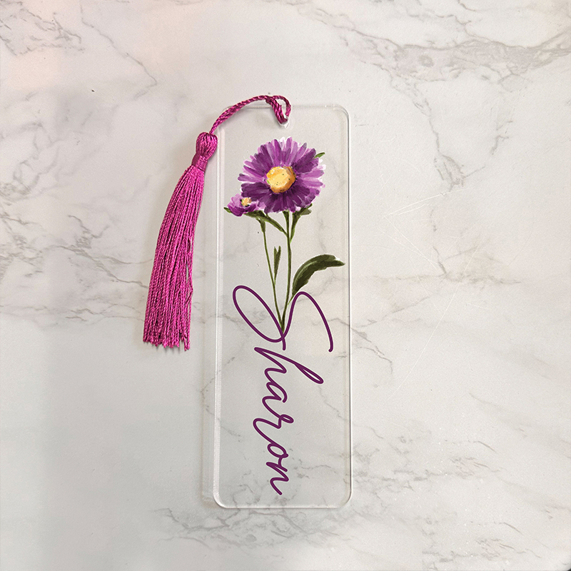 Personalized Birth Flower Teacher Bookmark