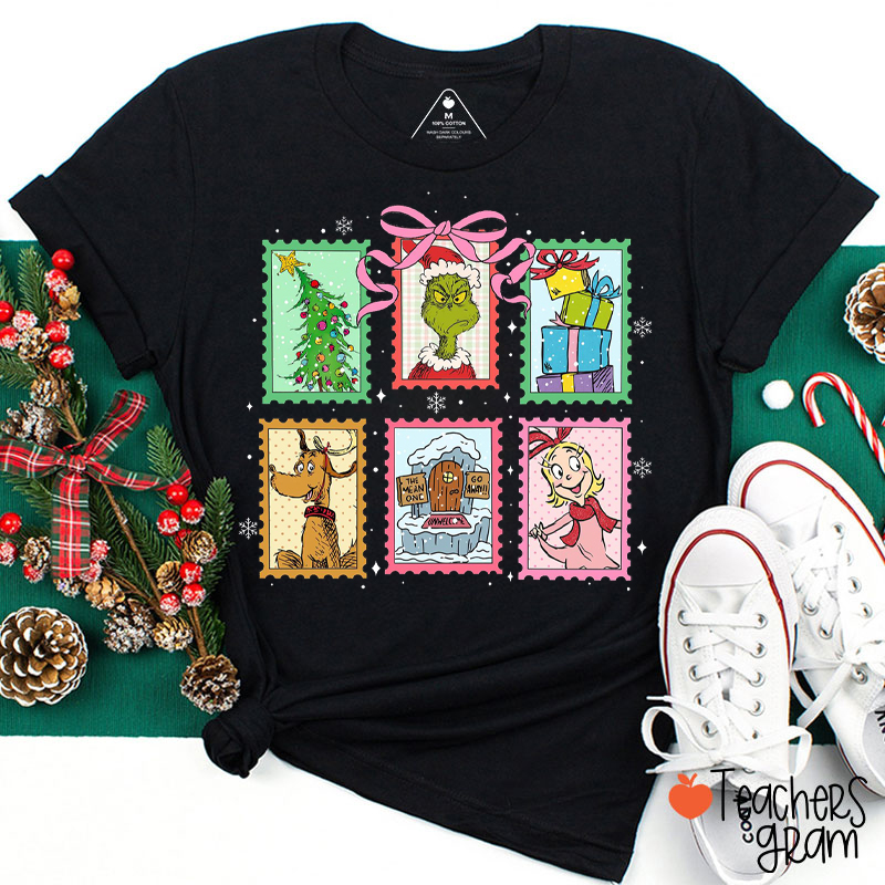 Ew People Christmas Bow Teacher T-Shirt