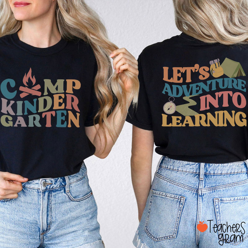 Personalized Let's Adventure Into Learning Teacher Two Sided T-Shirt