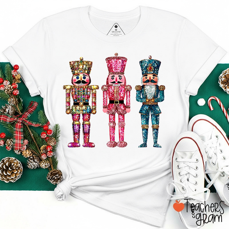 Glitter Christmas Ballet Nut King Soldier Teacher T-Shirt