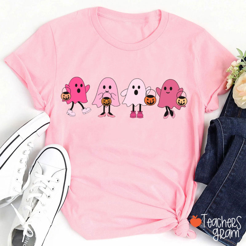 Cute Pink Ghost Teacher T-Shirt
