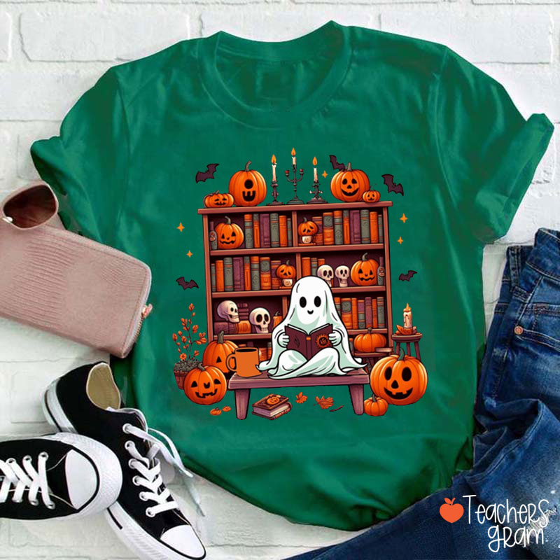 Ghost Who Loves Reading Teacher T-Shirt