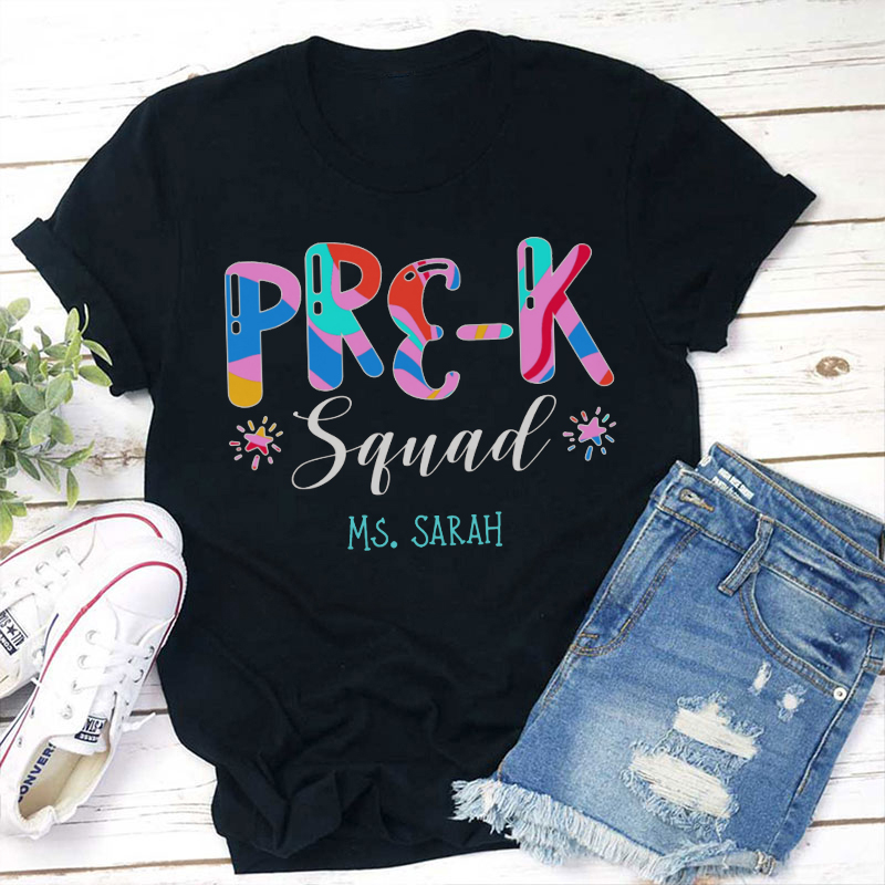 Personalized Colorful Word Art Grade And Name Teacher T-Shirt