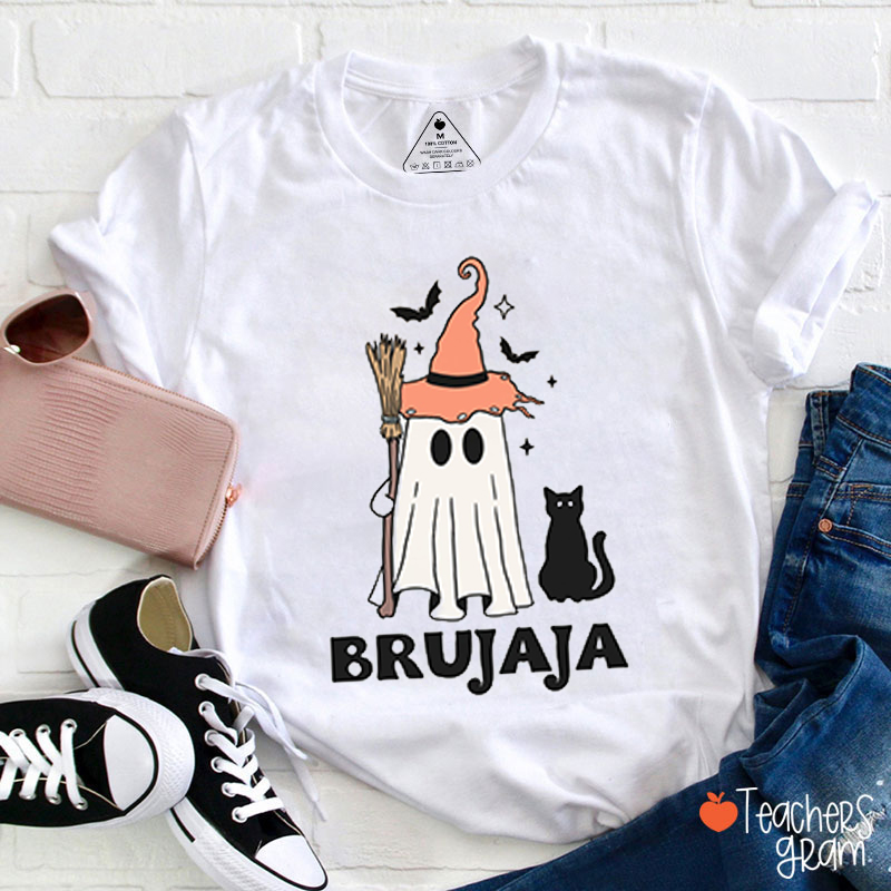 Brujaja Halloween Cat Teacher T-Shirt